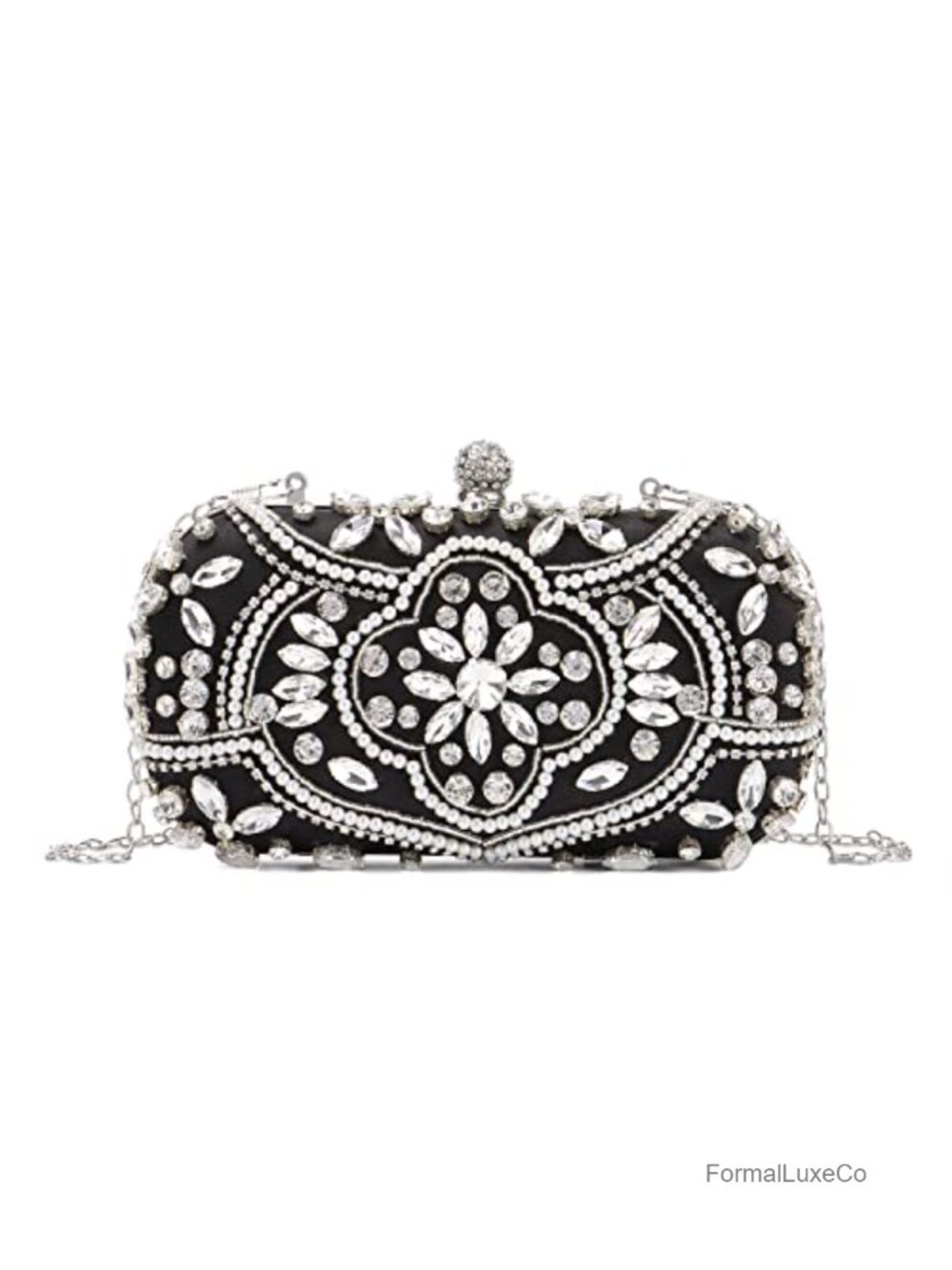 Women Rhinestone Beaded Clutch Evening Bag Wedding Bridal Purse